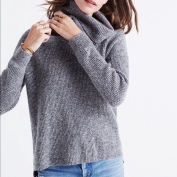 Madewell Women’s Donegal Heathered Gray Convertible Turtleneck Sweater Sz Small - Picture 12 of 13